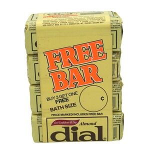 Vintage Dial Almond Bar Soap 4 Pack Bath Size 20oz Yellow Buy 3 Get 1 Free Promo